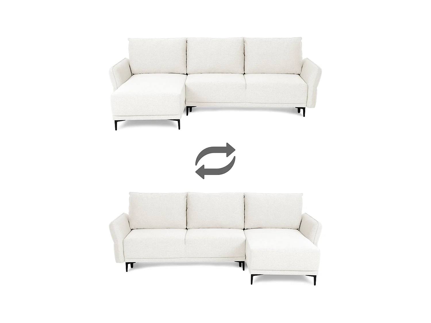 BUDWING Canapé-Lit Chaise Longue Toby Beige - 4 Places - 260,5x156x92 cm