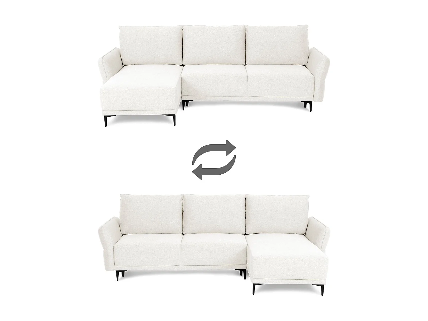 BUDWING Canapé-Lit Chaise Longue Toby Beige - 4 Places - 260,5x156x92 cm