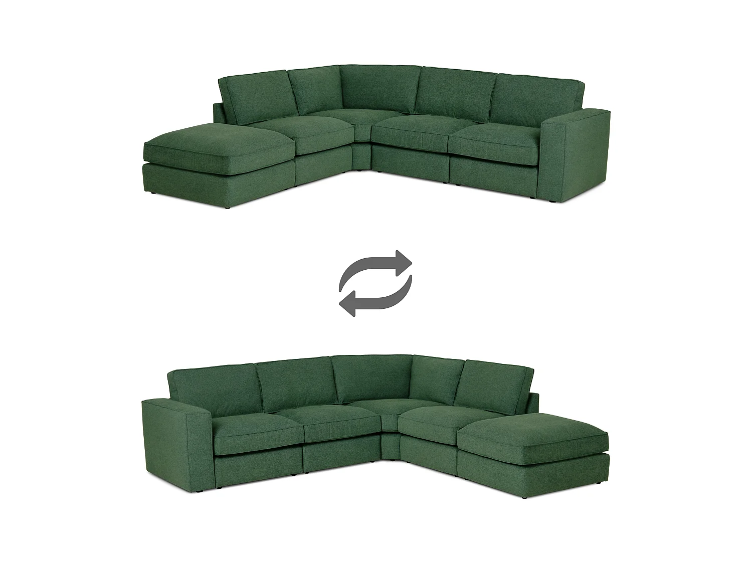 BUDWING Canapé Modulaire Taylor Vert - 7 Places - 265x247x80 cm