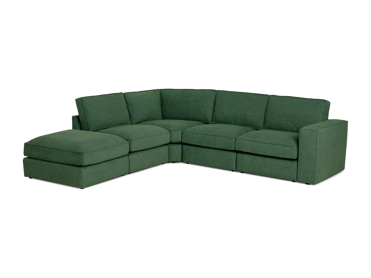 Divano modulare Verde 5 places con pouf - moduli regolabili (265 x 247 x 80 cm) - TAYLOR