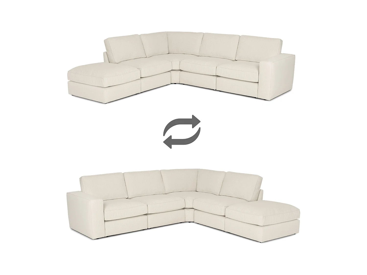 BUDWING Canapé Modulaire Taylor Beige - 7 Places - 265x247x80 cm