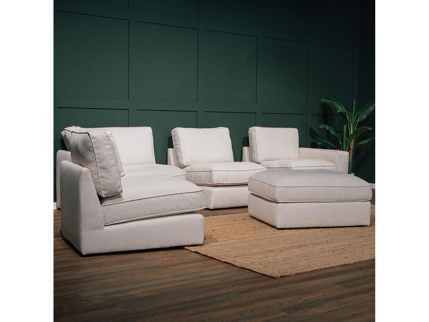 BUDWING Canapé Modulaire Taylor Beige - 7 Places - 265x247x80 cm