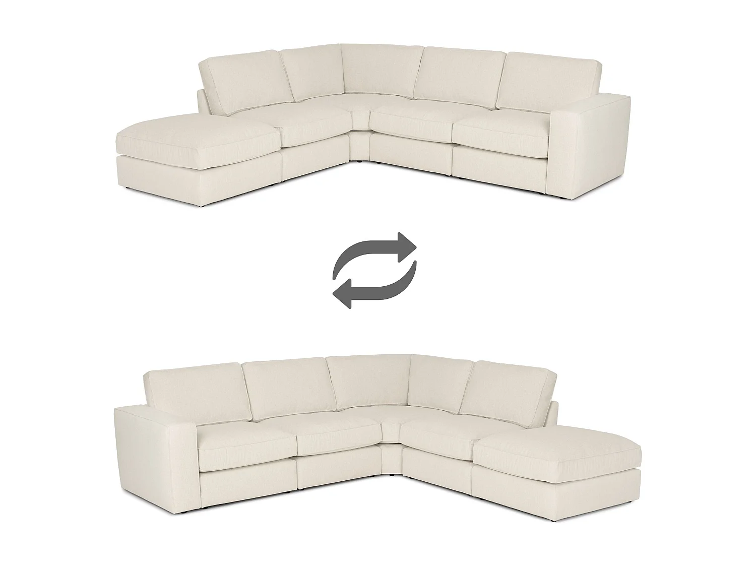 BUDWING Canapé Modulaire Taylor Beige - 7 Places - 265x247x80 cm