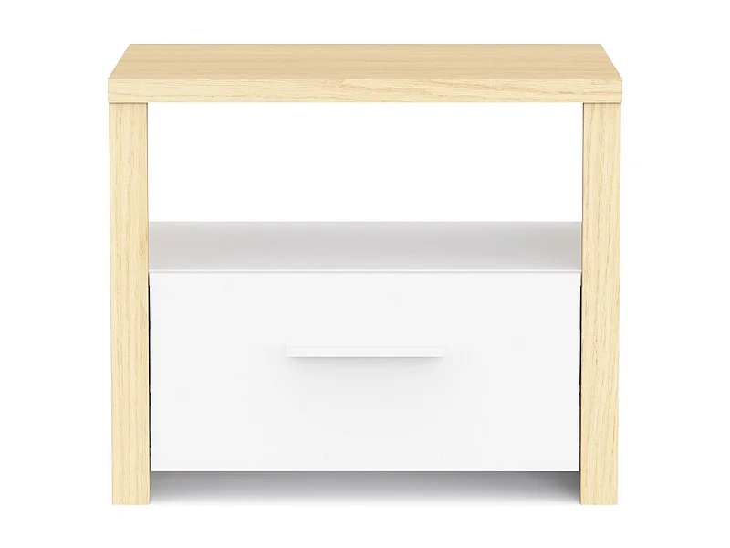 Chevet 1 tiroir et 1 niche décor blanc et chêne de fil L47,6 cm - HEVA