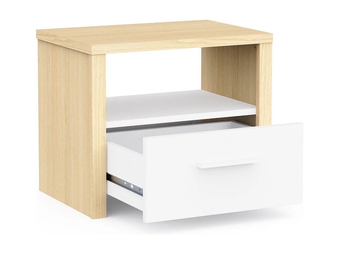 Chevet 1 tiroir et 1 niche décor blanc et chêne de fil L47,6 cm - HEVA