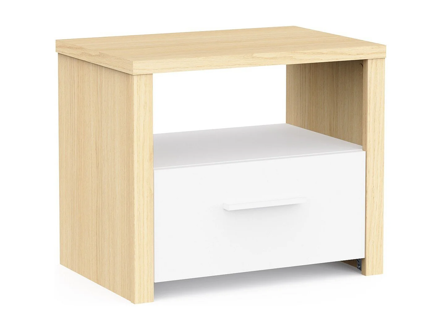Chevet 1 tiroir et 1 niche décor blanc et chêne de fil L47,6 cm - HEVA