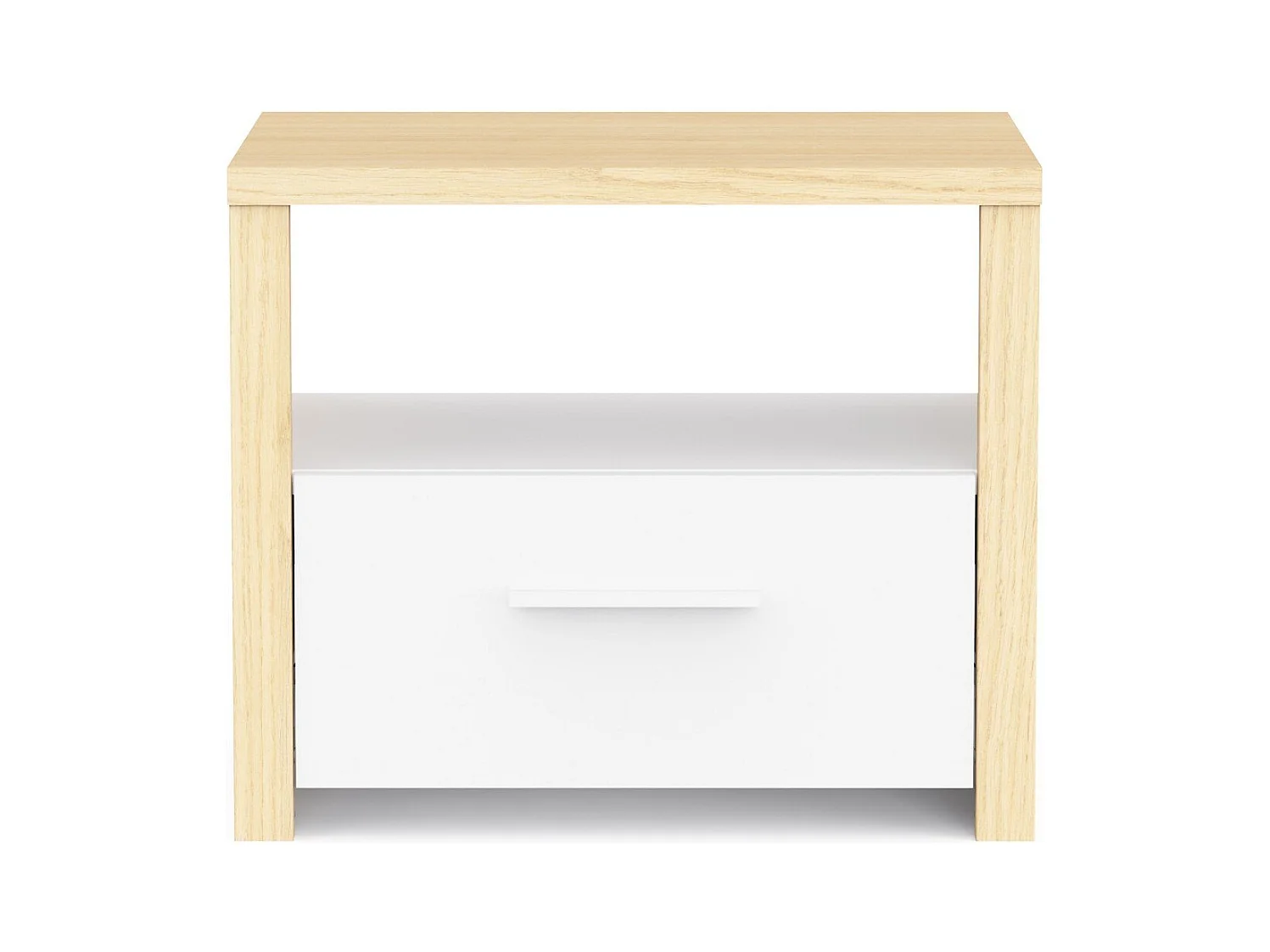 Comò con 1 cassetto e 1 nicchia decorato bianco e rovere di filo L47,6 cm - HEVA