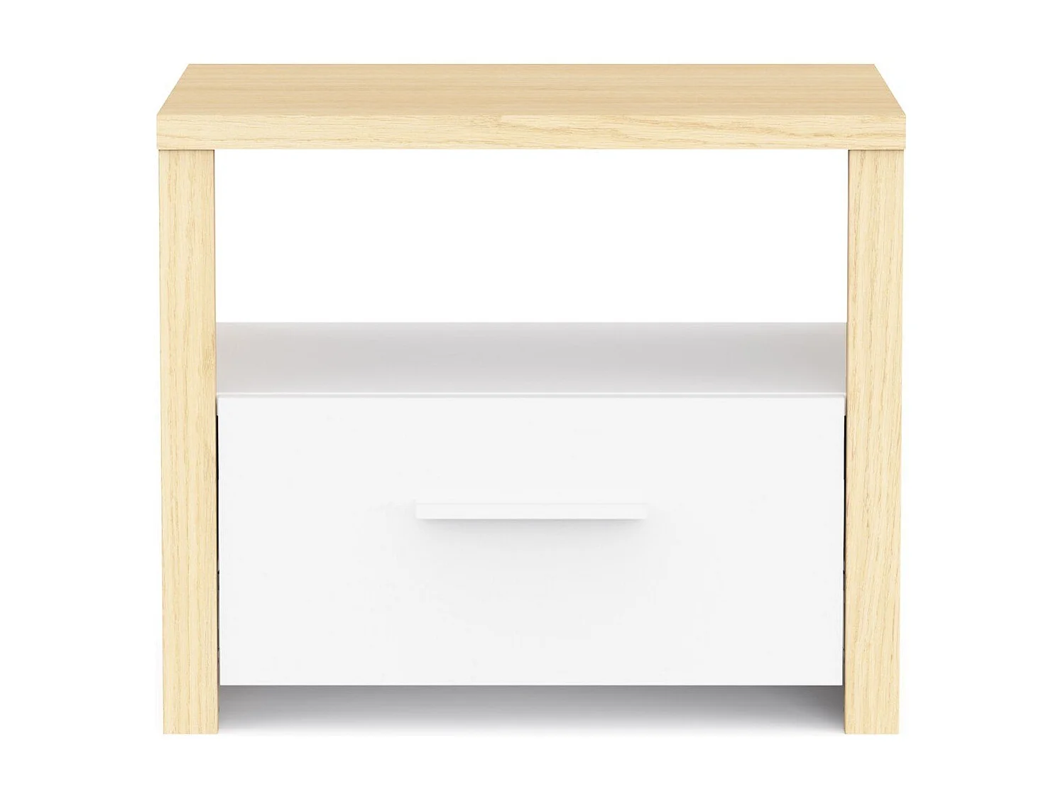 Comò con 1 cassetto e 1 nicchia decorato bianco e rovere di filo L47,6 cm - HEVA