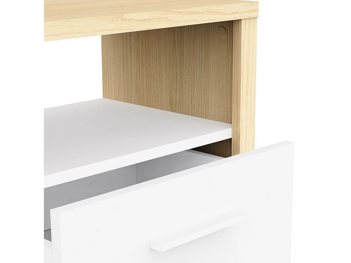 Comò con 1 cassetto e 1 nicchia decorato bianco e rovere di filo L47,6 cm - HEVA