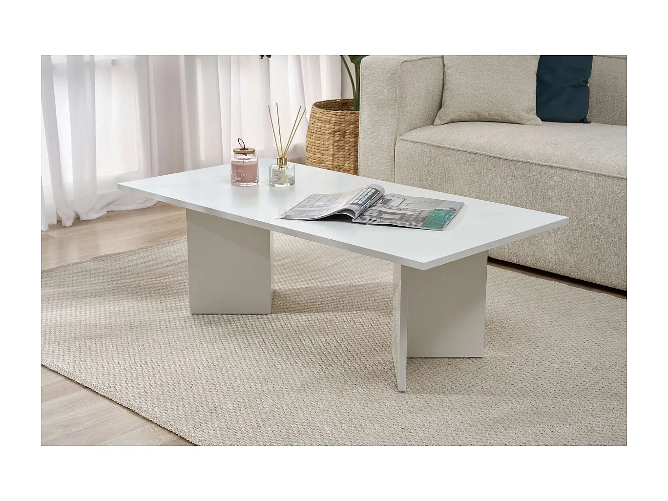 Table basse avec plateau rectangulaire L120 cm - SABIN