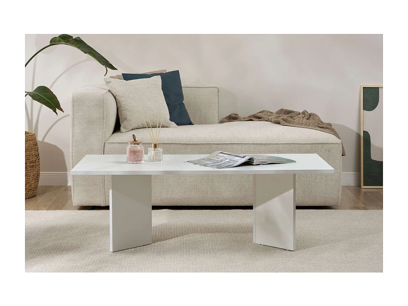 Table basse avec plateau rectangulaire L120 cm - SABIN
