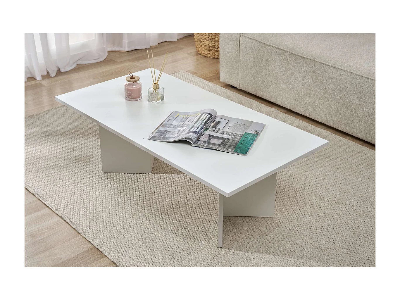 Table basse avec plateau rectangulaire L120 cm - SABIN