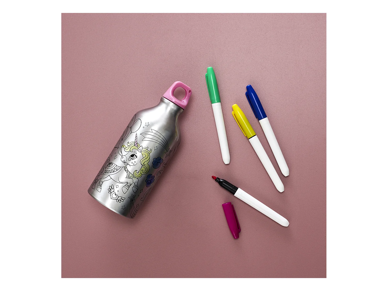 Bouteille De Transport A Colorier Licorne 55cl Argent