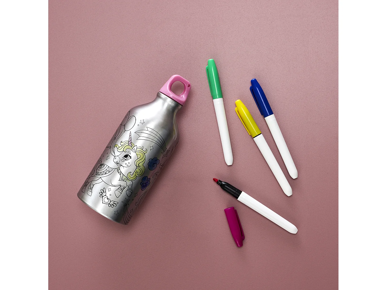 Bouteille De Transport A Colorier Licorne 55cl Argent