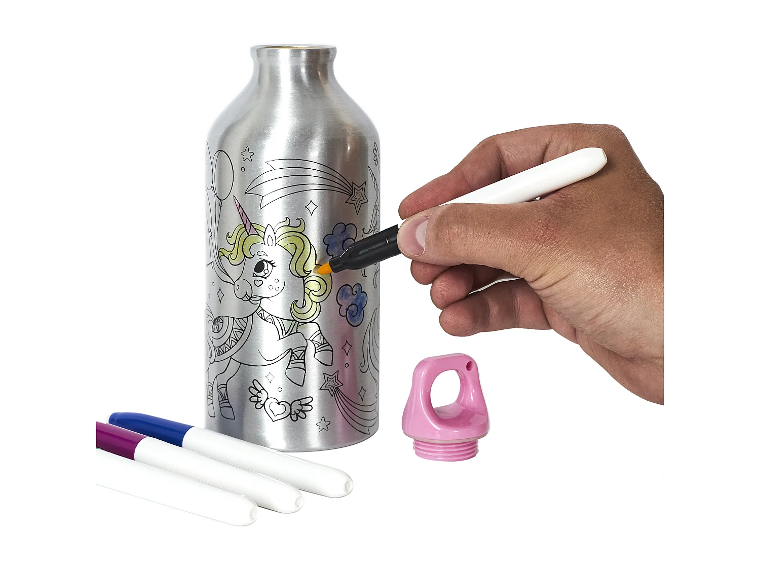 Bouteille De Transport A Colorier Licorne 55cl Argent