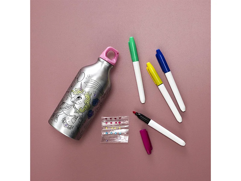 Bouteille De Transport A Colorier Licorne 55cl Argent