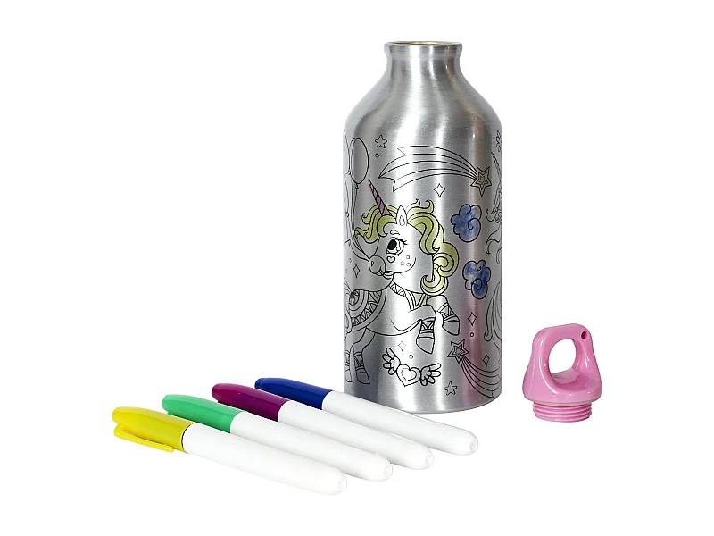 Bouteille De Transport A Colorier Licorne 55cl Argent
