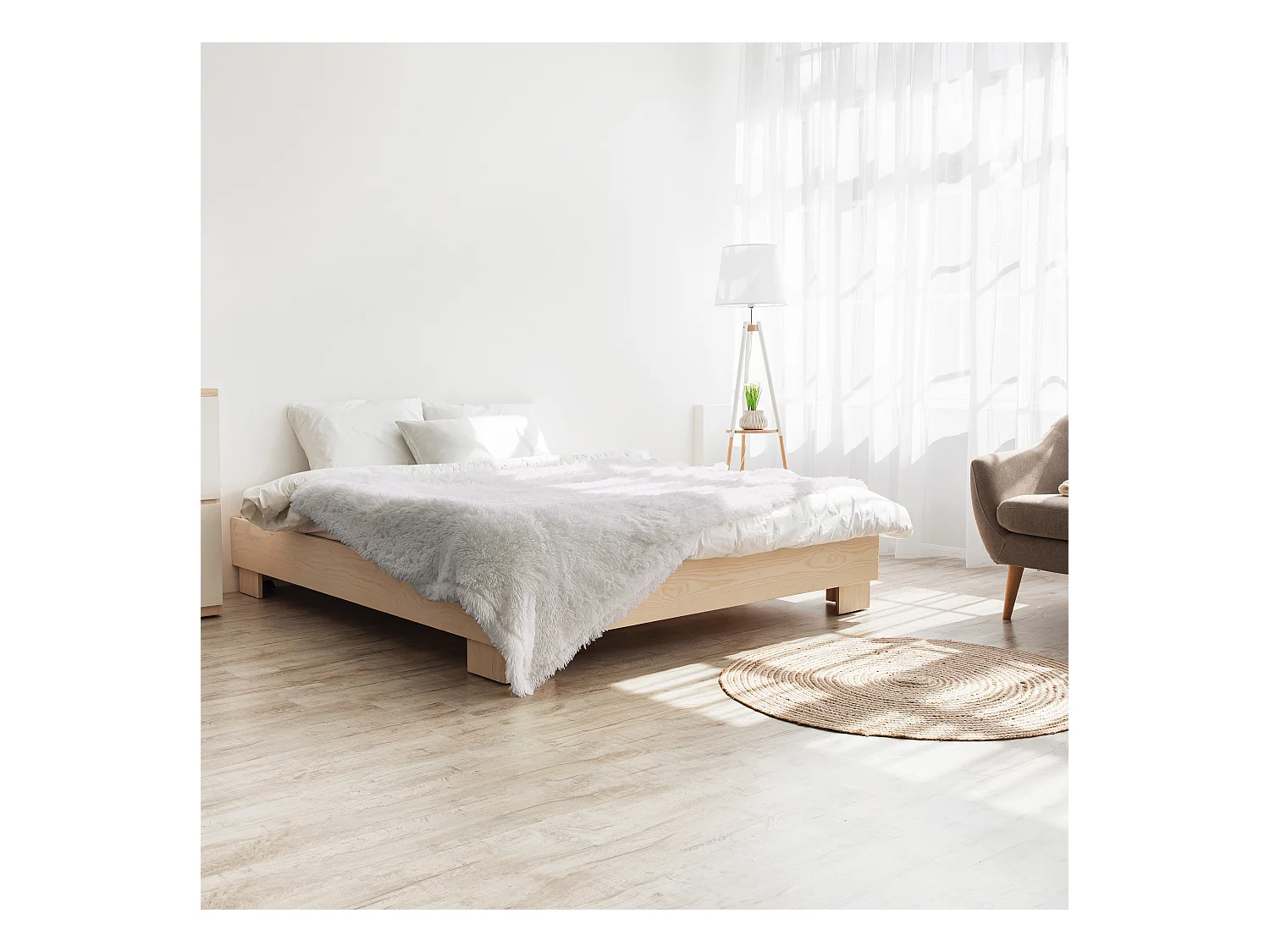 Plaid Poils Longs Blanc 120x150cm Blanc