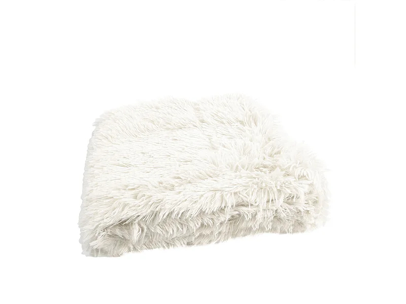 Plaid Poils Longs Blanc 120x150cm Blanc