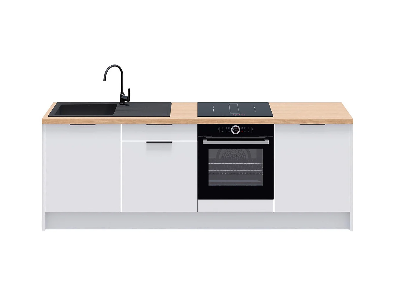 Meubles bas de cuisine - L. 245 cm - blanc - Luzia