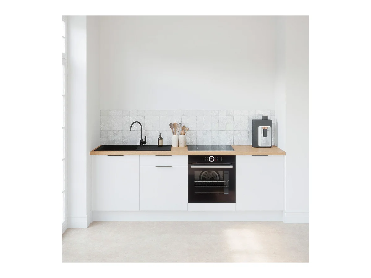 Meubles bas de cuisine - L. 245 cm - blanc - Luzia