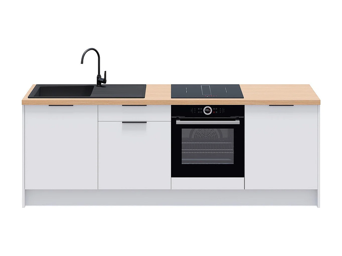 Meubles bas de cuisine - L. 245 cm - blanc - Luzia
