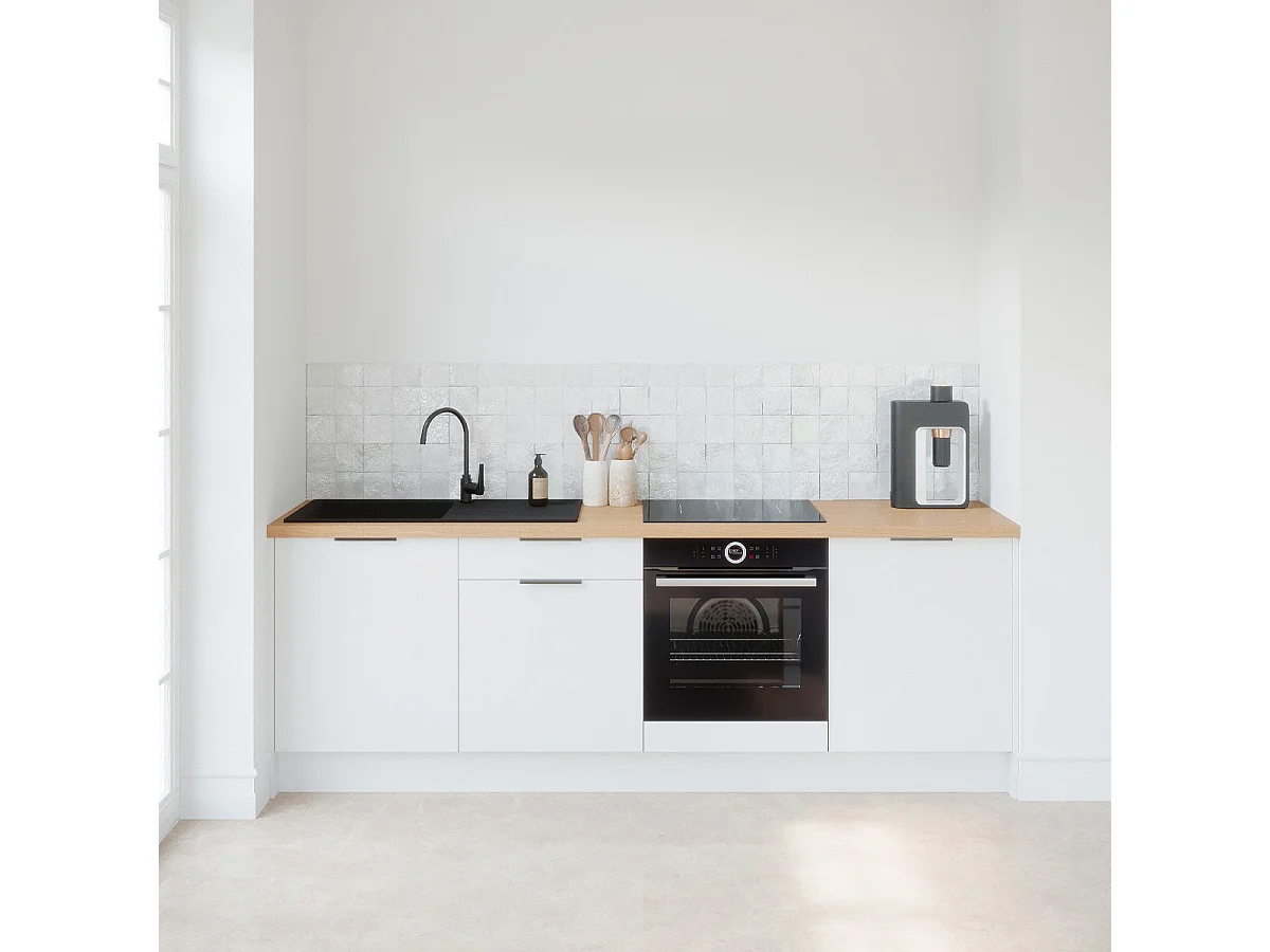 Meubles bas de cuisine - L. 245 cm - blanc - Luzia