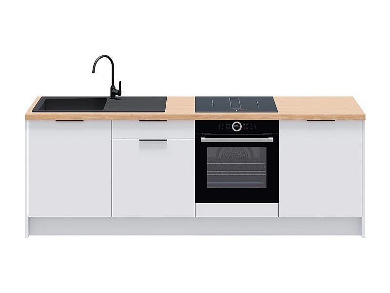 Meubles bas de cuisine - L. 245 cm - blanc - Luzia
