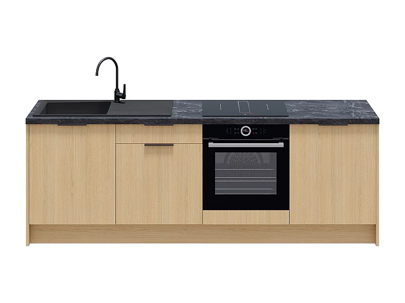 Meubles bas de cuisine - L. 245 cm - chêne clair - Sierra