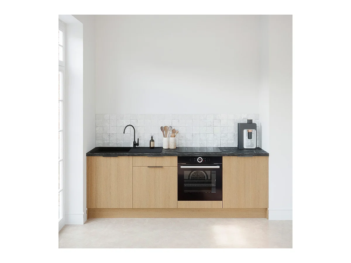 Meubles bas de cuisine - L. 245 cm - chêne clair - Sierra