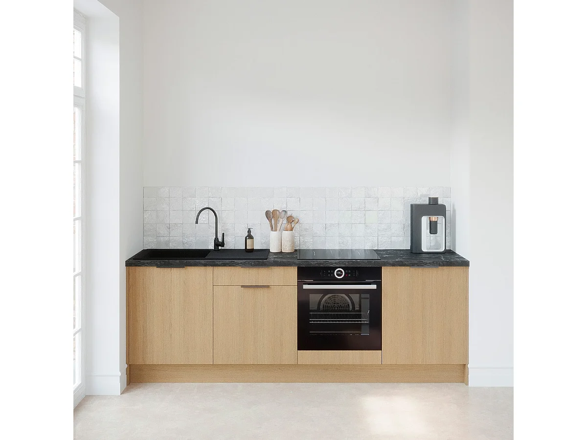 Meubles bas de cuisine - L. 245 cm - chêne clair - Sierra