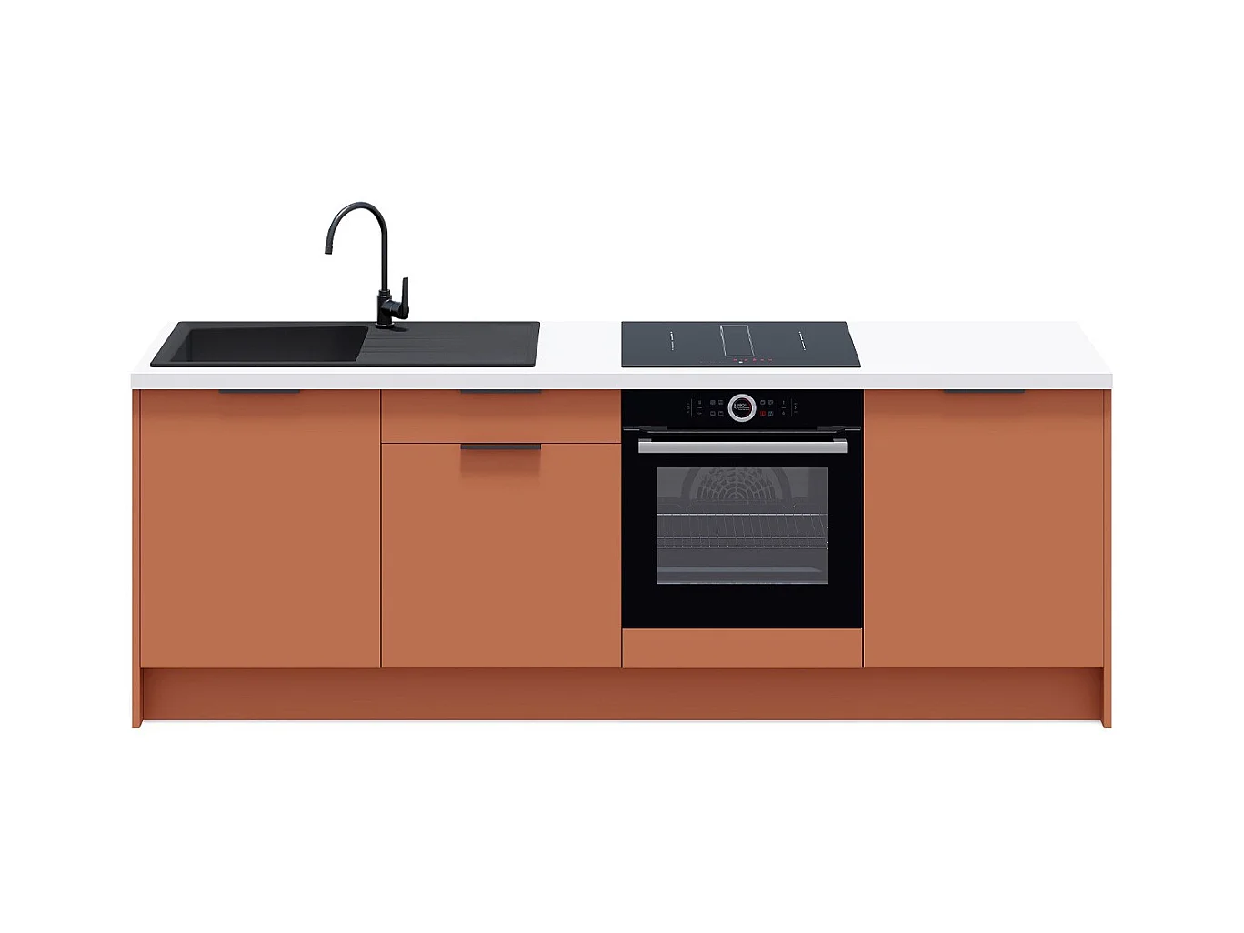 Meubles bas de cuisine - L. 245 cm - terracotta - Luzia