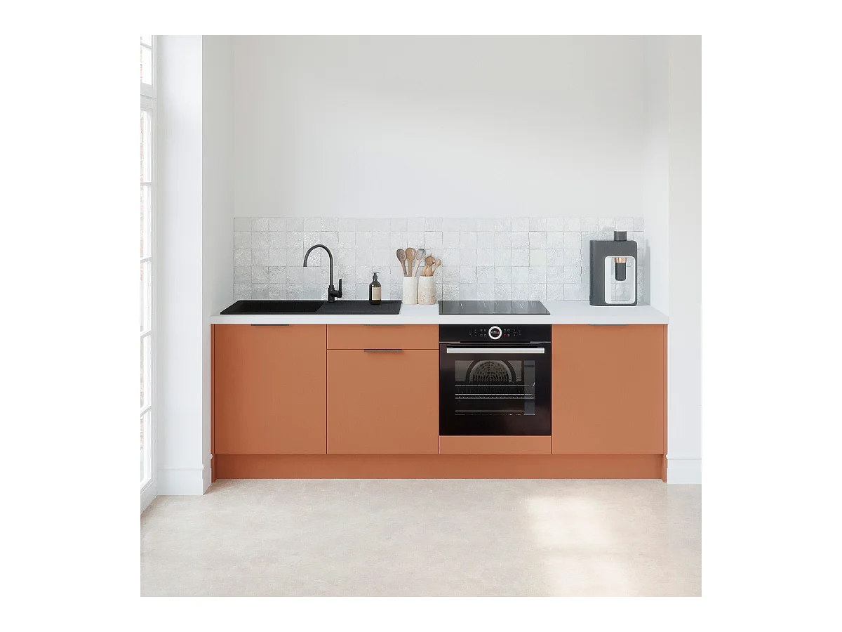 Meubles bas de cuisine - L. 245 cm - terracotta - Luzia