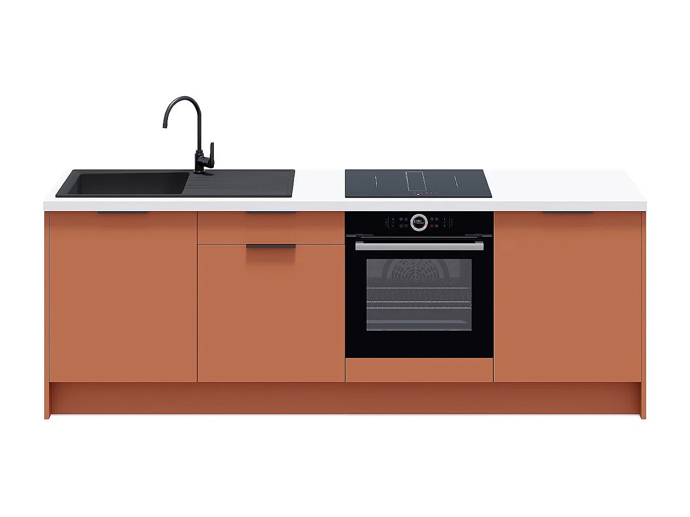 Meubles bas de cuisine - L. 245 cm - terracotta - Luzia