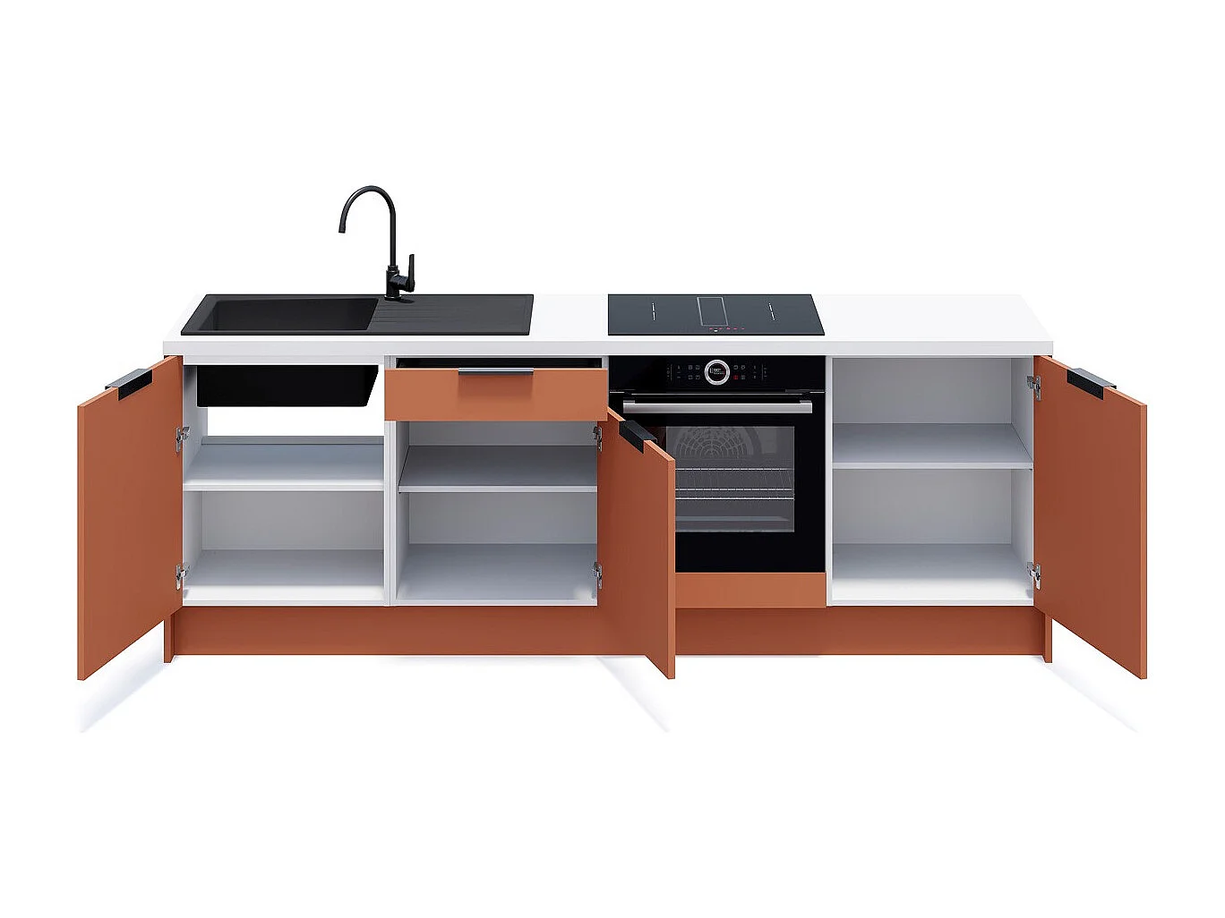 Meubles bas de cuisine - L. 245 cm - terracotta - Luzia