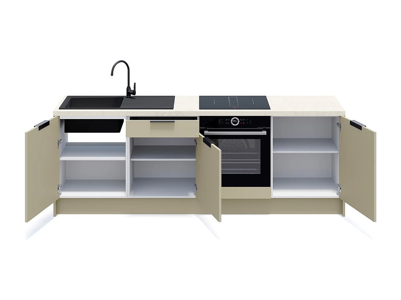 Meubles bas de cuisine - L. 245 cm - vert sauge - Luzia