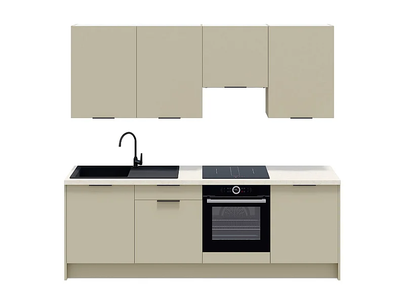 Ensemble de 8 meubles de cuisine - L. 245 cm - vert sauge - Luzia