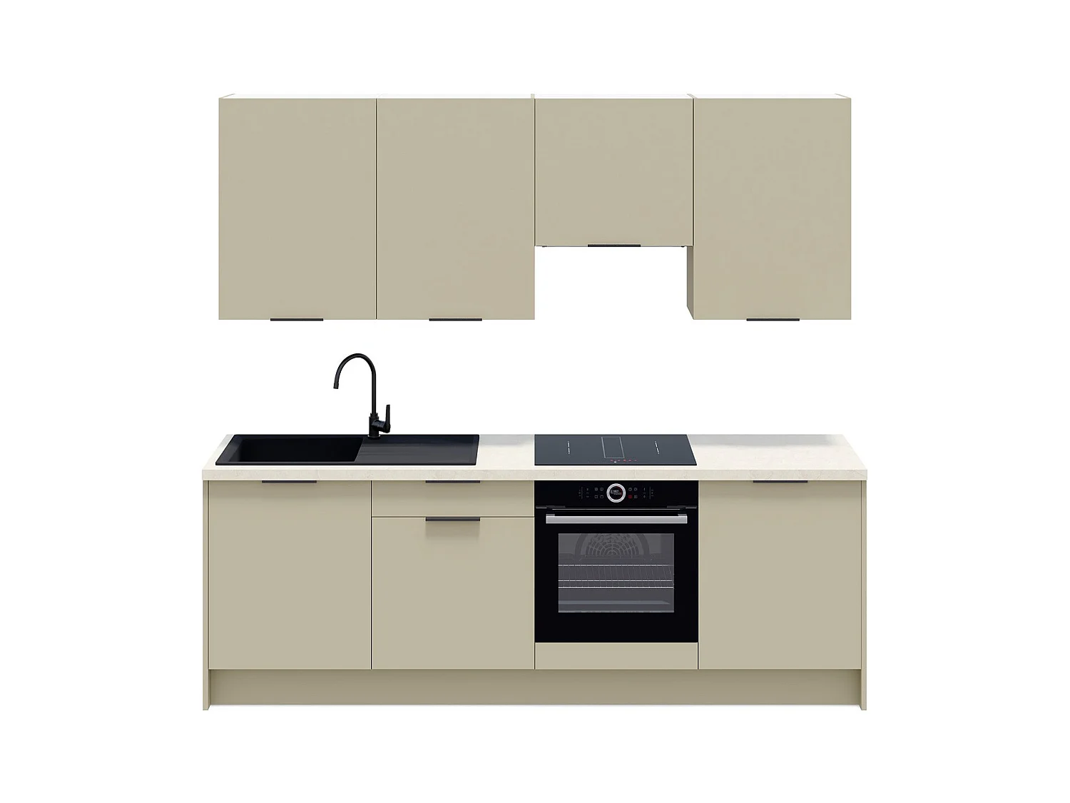 Ensemble de 8 meubles de cuisine - L. 245 cm - vert sauge - Luzia