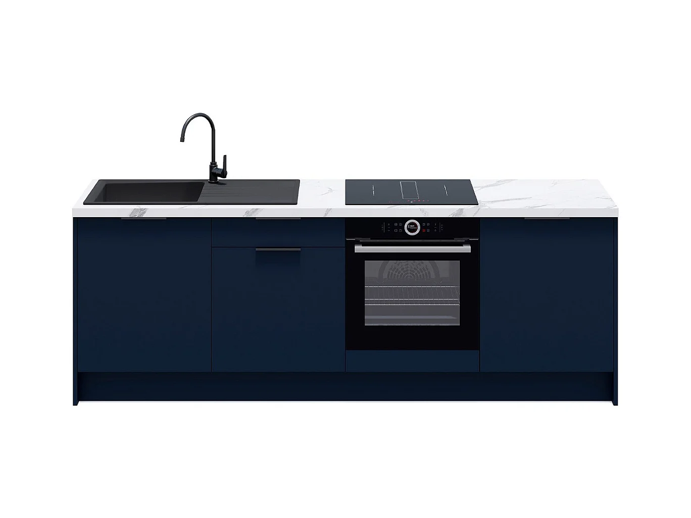 Meubles bas de cuisine - L. 245 cm - bleu marine - Luzia