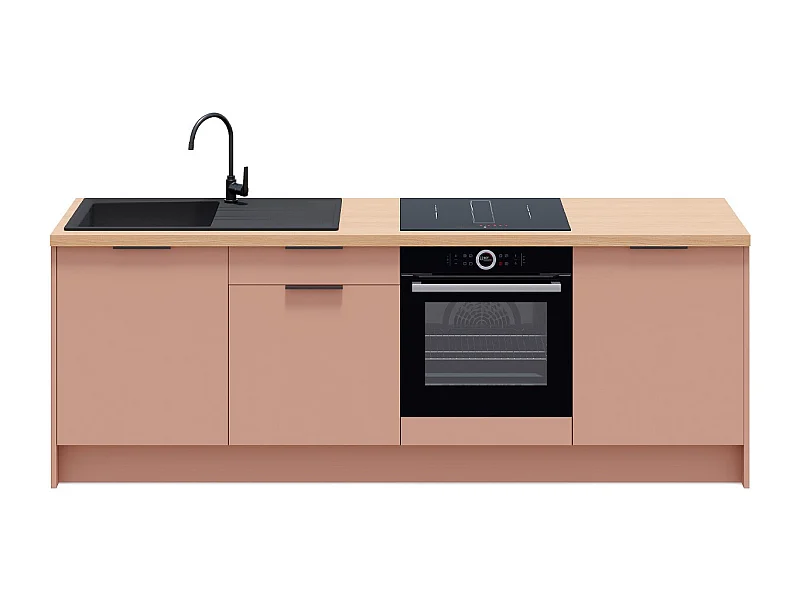 Meubles bas de cuisine - L. 245 cm - abricot - Luzia