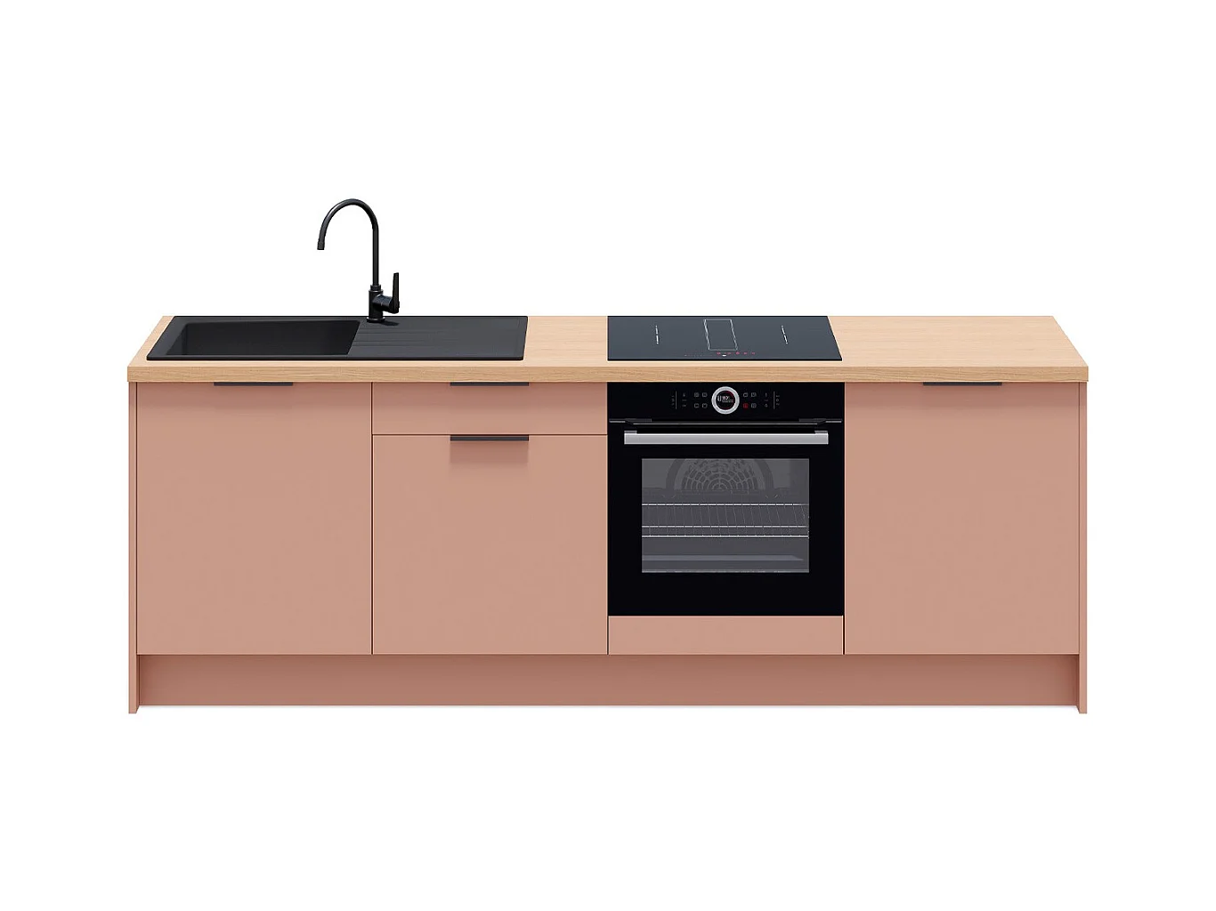 Meubles bas de cuisine - L. 245 cm - abricot - Luzia