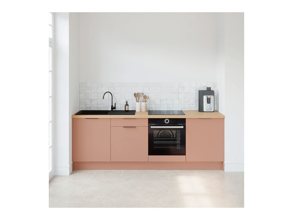 Meubles bas de cuisine - L. 245 cm - abricot - Luzia