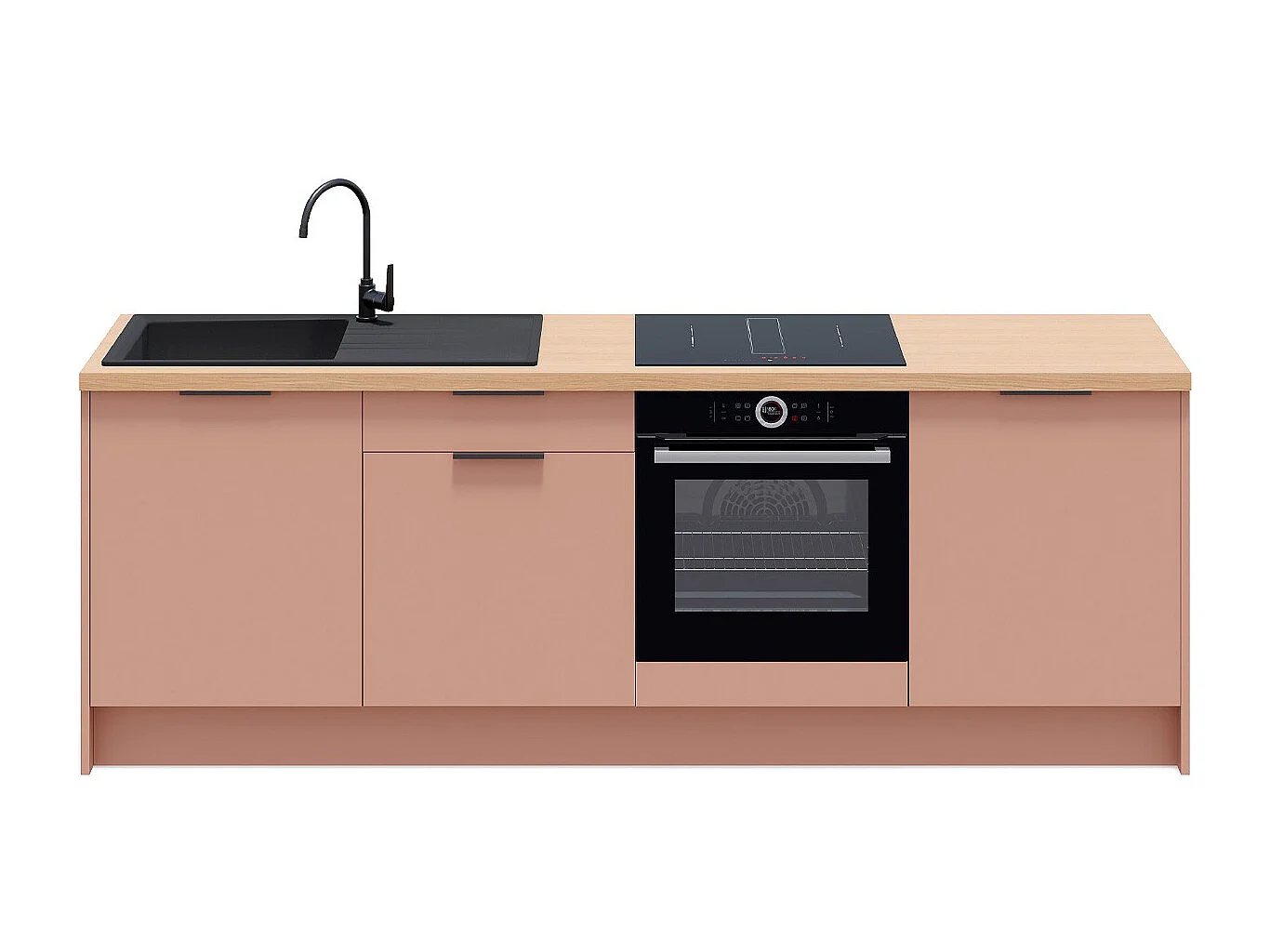 Meubles bas de cuisine - L. 245 cm - abricot - Luzia