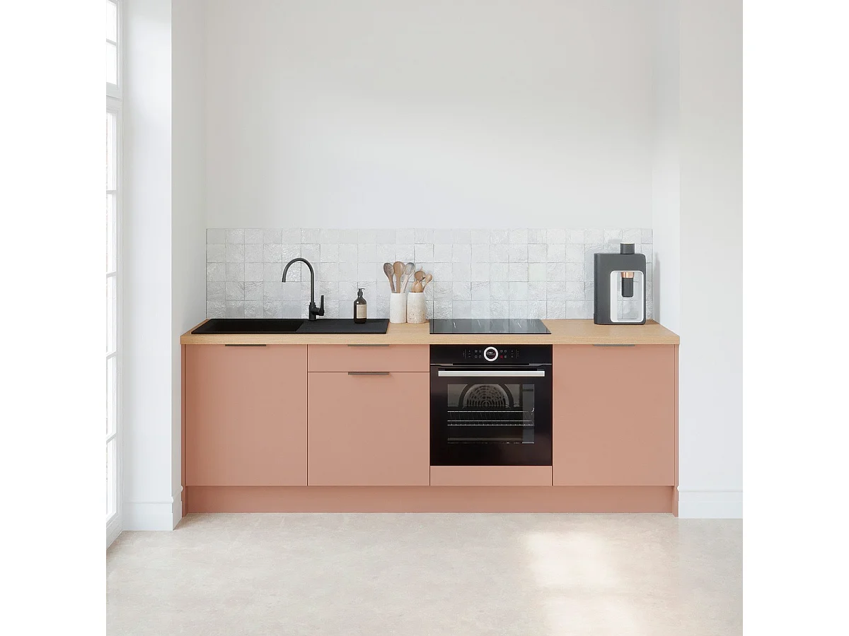 Meubles bas de cuisine - L. 245 cm - abricot - Luzia