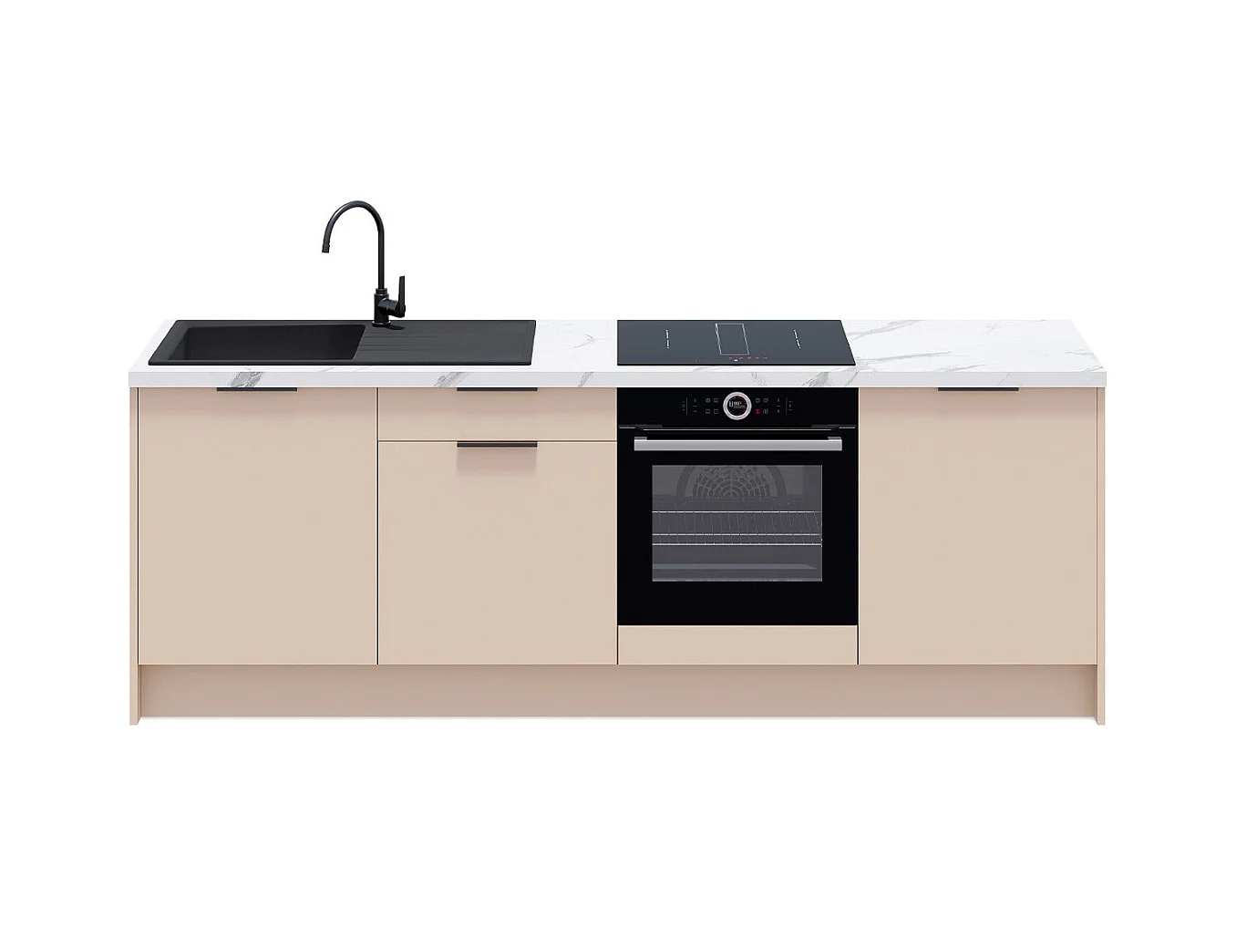 Meubles bas de cuisine - L. 245 cm - beige cachemire - Luzia