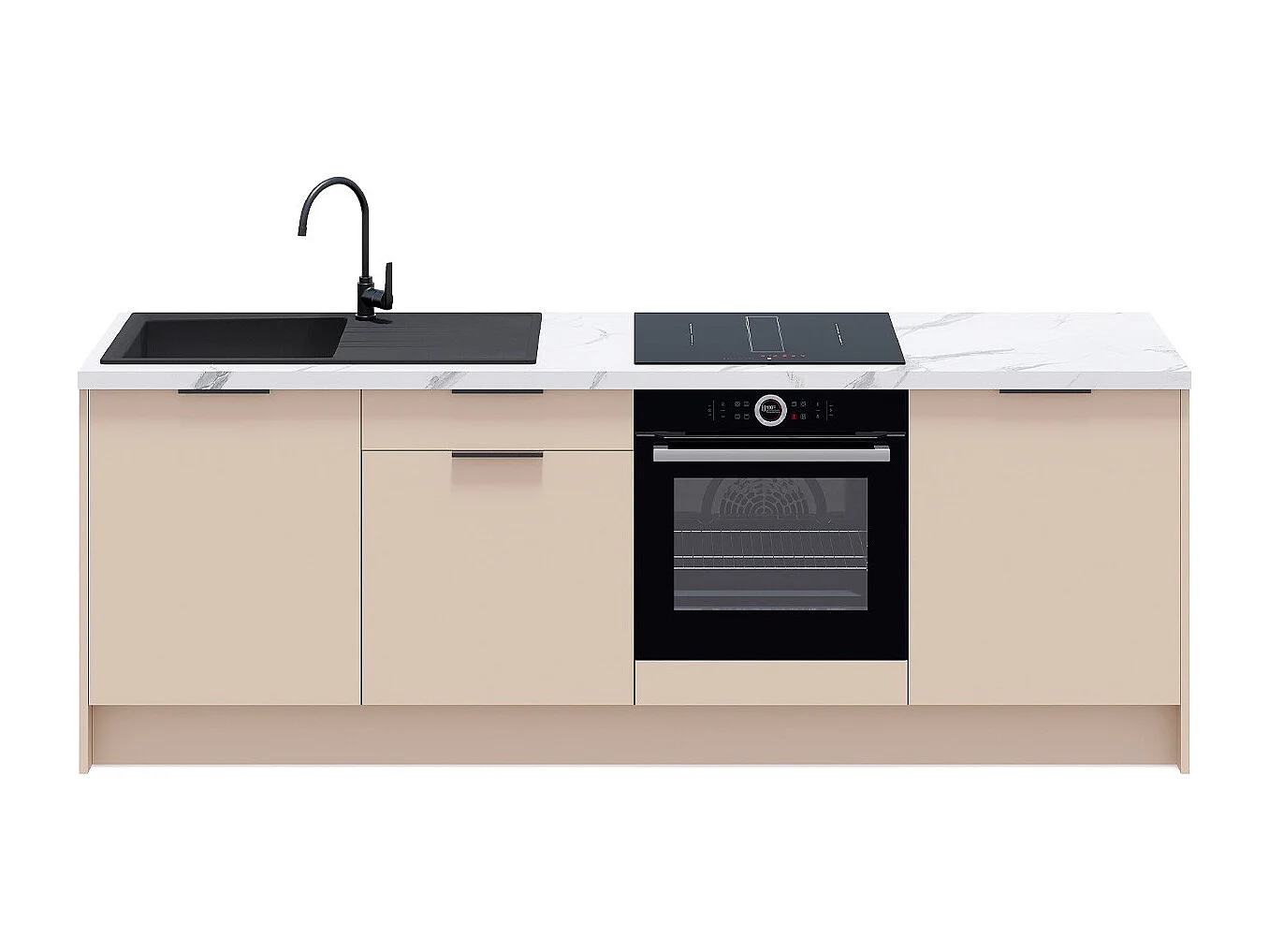 Meubles bas de cuisine - L. 245 cm - beige cachemire - Luzia