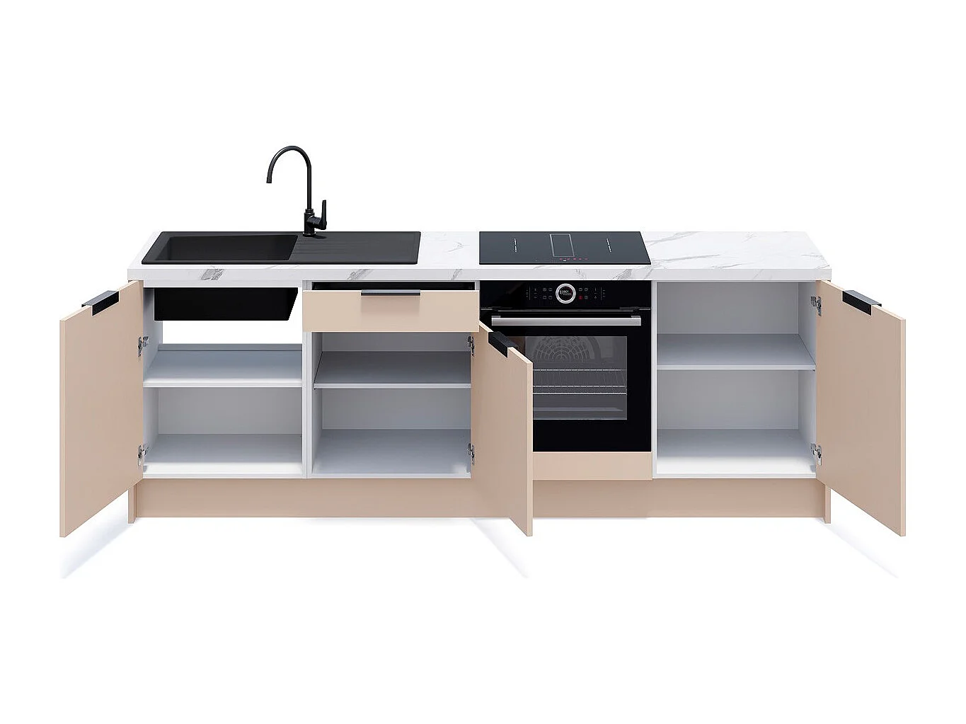 Meubles bas de cuisine - L. 245 cm - beige cachemire - Luzia