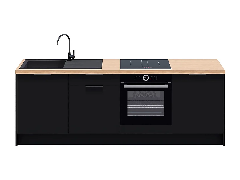 Meubles bas de cuisine - L. 245 cm - noir - Luzia
