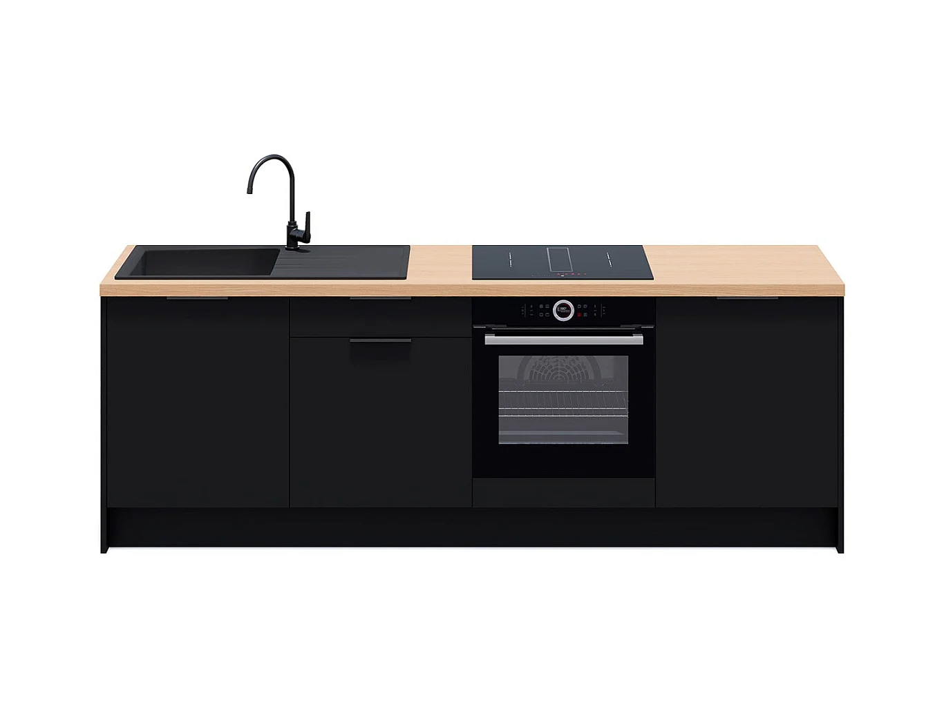 Meubles bas de cuisine - L. 245 cm - noir - Luzia