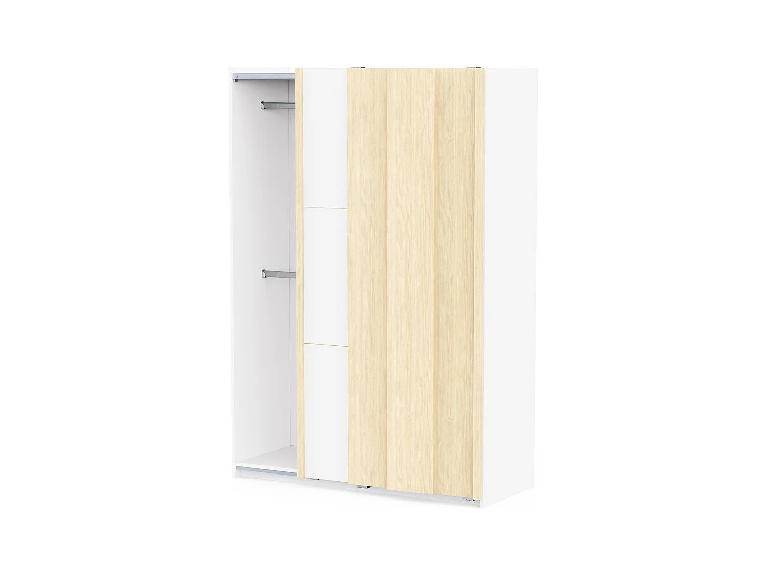 Kast met 2 schuifdeuren in wit en eikenfineer, L140,1 cm - HEVA